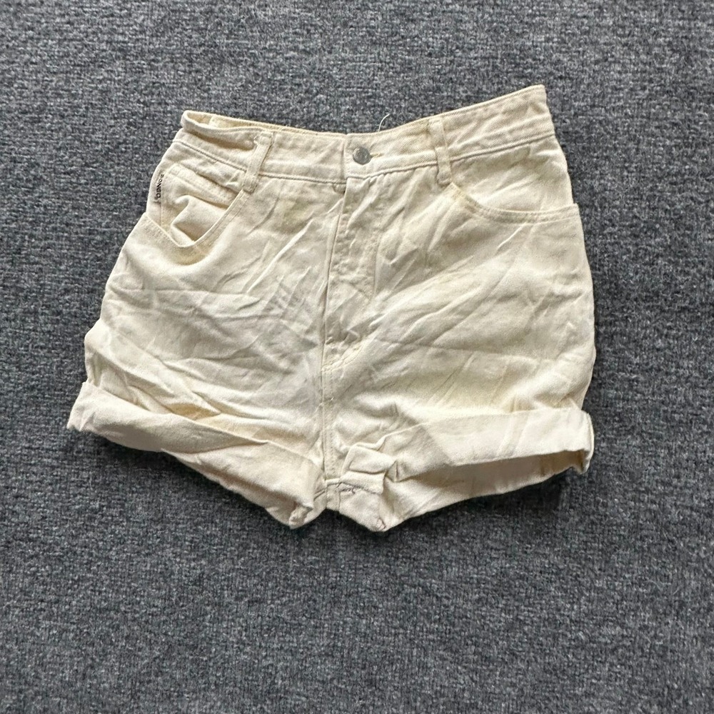 Bongo Shorts Womens Size 9 Ivory Denim High Waisted Cuffed Cotton Made in USA